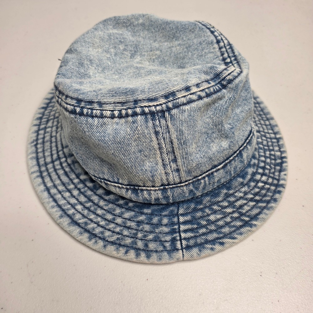 American Eagle Bucket Hat Unisex OS Blue Acid Wash Denim Cotton 90s Style